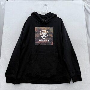 Ariat Hoodie Mens XL Black Camo Logo Graphic Sweatshirt Pullover